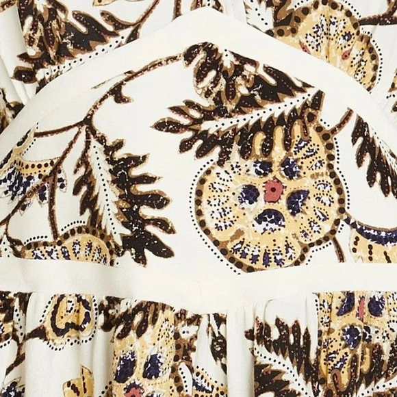 Ba&Sh Vienne Printed Crepe Midi Dress Flower Leaf Print Cream Size 8 NWT - Picture 8 of 14